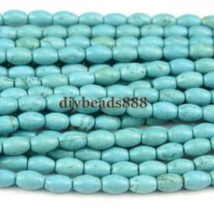 Shop Turquoise Bead Shapes! Blue Magnesite Smooth Rice Beads,Natural,Gemstone,DIY beads,4x6mm 8x12mm 10x12mm for Choice,15" full strand | Natural genuine other-shape Turquoise beads for beading and jewelry making.  #jewelry #beads #beadedjewelry #diyjewelry #jewelrymaking #beadstore #beading #affiliate #ad