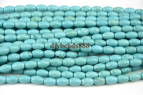Blue Magnesite Smooth Rice Beads,natural,gemstone,diy Beads,4x6mm 8x12mm 10x12mm For Choice,15" Full Strand