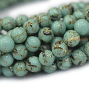 Shop Turquoise Round Beads! 15.5" 8mm Turquoise Beads With Shell Inlay greenish blue color round beads, shell mix turquoise powder, semi-precious stone, XGTO | Natural genuine round Turquoise beads for beading and jewelry making.  #jewelry #beads #beadedjewelry #diyjewelry #jewelrymaking #beadstore #beading #affiliate #ad