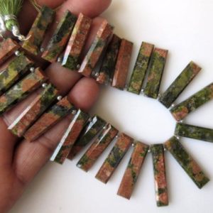 Shop Unakite Faceted Beads! Natural Unakite Long Baguette Shaped Step Cut Side Drilled Faceted Cabochon, Unakite Briolette Beads, Unakite Jewelry, GDS899 | Natural genuine faceted Unakite beads for beading and jewelry making.  #jewelry #beads #beadedjewelry #diyjewelry #jewelrymaking #beadstore #beading #affiliate #ad