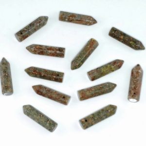 Shop Unakite Bead Shapes! 31x8mm Unakite Gemstone Light Point Healing Chakra Hexagonal Point Focal Bead LOT 2,4,6,12 and 50 (90183769-368) | Natural genuine other-shape Unakite beads for beading and jewelry making.  #jewelry #beads #beadedjewelry #diyjewelry #jewelrymaking #beadstore #beading #affiliate #ad