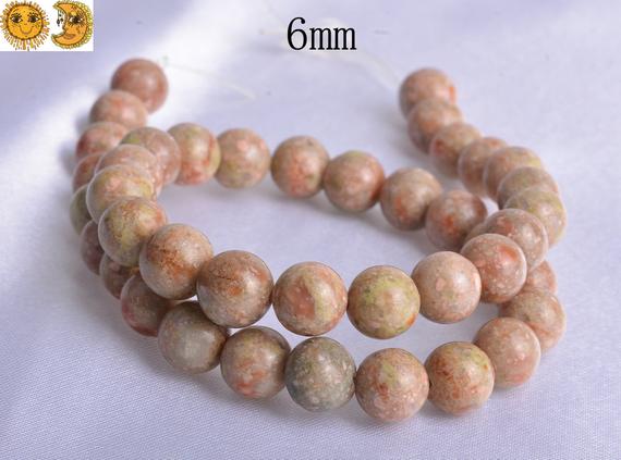 15 Inch Strand Of Chinese Unakite Smooth Round Beads 6mm 8mm 10mm 12mm 14mm For Choice