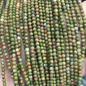 Shop Unakite Round Beads! 4mm Unakite Jasper Beads, Round Gemstone Beads, Wholesale Beads | Natural genuine round Unakite beads for beading and jewelry making.  #jewelry #beads #beadedjewelry #diyjewelry #jewelrymaking #beadstore #beading #affiliate #ad