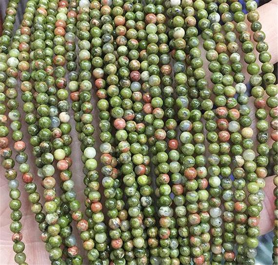 4mm Unakite Jasper Beads, Round Gemstone Beads, Wholesale Beads