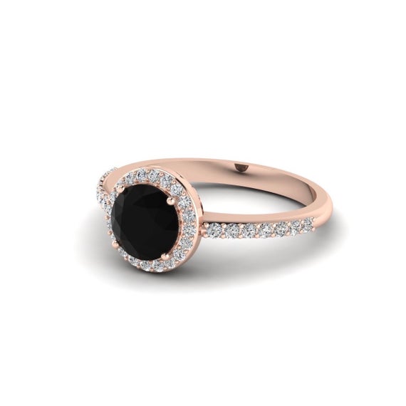 14k Filigree Black Onyx Ring Rose Gold Black Onyx Engagement Ring Black Stone Ring Vintage Art Deco Black Ring Unique Promise Ring For Her