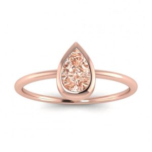 14k Rose Gold Drop Pear Shaped Morganite Engagement Ring, Thin Band, Pear Shaped Gemstone, Bezel Setting, Delicate Ring | Natural genuine Array rings, simple unique alternative gemstone engagement rings. #rings #jewelry #bridal #wedding #jewelryaccessories #engagementrings #weddingideas #affiliate #ad