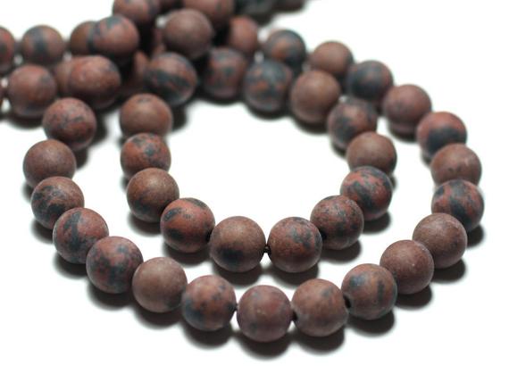 20pc - Perles De Pierre - Obsidienne Marron Acajou Mahogany Boules 6mm Mat Sablé Givré - 8741140026650