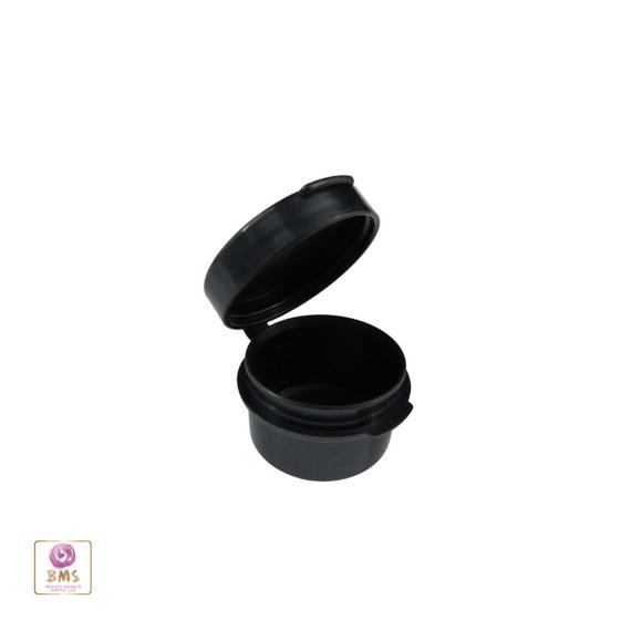 Cosmetic Hinge Jars Plastic Flip Top Beauty & Craft Containers W/ Attached Lid 5 Ml Gram Black (25 Jars) 5092-25