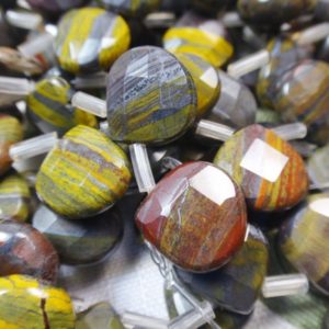 Shop Tiger Iron Beads! 29. Tiger Iron Jasper 13x13mm Faceted Briolette Teardrop Shape 8" Inches Strand 15 Pcs Stones Beads | Natural genuine other-shape Tiger Iron beads for beading and jewelry making.  #jewelry #beads #beadedjewelry #diyjewelry #jewelrymaking #beadstore #beading #affiliate #ad