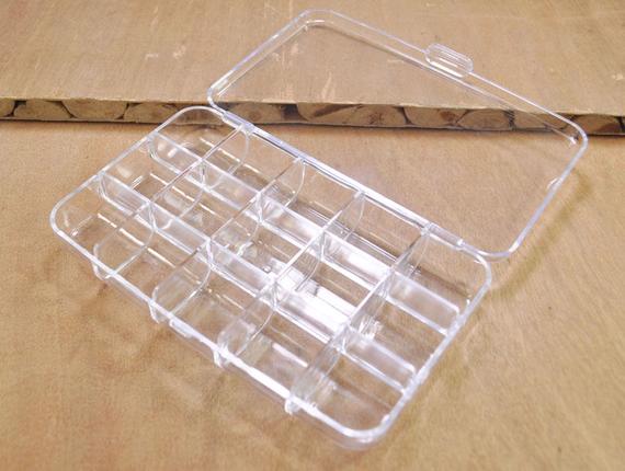 2pcs Of Clear Plastic Storage Bead Container Box Case,15 Compartments Hinged Lid Storage Diy Projects Craft Supplies -- 150x94mm