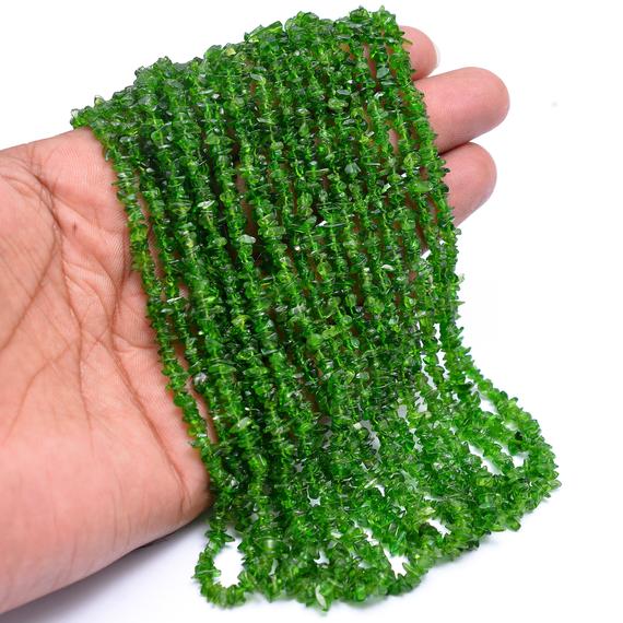 Green Chrome Diopside Smooth Nuggets Beads, 4 Mm To 5 Mm, Chrome Diopside Nuggets, Diopside Jewelry Making Gemstone Beads, 34 Inch, Sku596