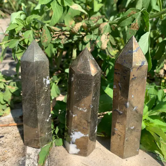 3~5“natural Pyrite Tower,obelisk Healing Tower Decor,home Decor,meditate Tower,quartz Point Tower,healing Wand.for Her Gift/birthday Gift.