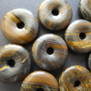 30mm Natural Tiger Iron Pendant, Donuts, Golden Brown, Polished Gem, Natural Gemstone Component, Round Tiger Iron Stone, Wire Wrapping Stone | Natural genuine beads Gemstone beads for beading and jewelry making.  #jewelry #beads #beadedjewelry #diyjewelry #jewelrymaking #beadstore #beading #affiliate #ad