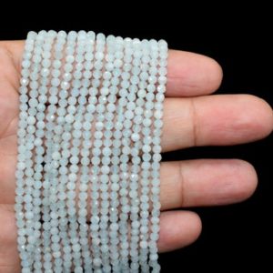 Shop Aquamarine Rondelle Beads! 3mm Aquamarine Rondelle Beads,Milky Faceted beads,Necklace Jewelry Making,Crafts,AAA Quality Gemstone Beads,Loose Faceted beads,13'' strand, | Natural genuine rondelle Aquamarine beads for beading and jewelry making.  #jewelry #beads #beadedjewelry #diyjewelry #jewelrymaking #beadstore #beading #affiliate #ad