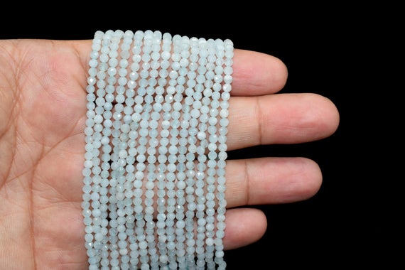 3mm Aquamarine Rondelle Beads,milky Faceted Beads,necklace Jewelry Making,crafts,aaa Quality Gemstone Beads,loose Faceted Beads,13'' Strand,