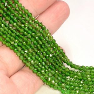 Shop Diopside Beads! 3mm Chrome Diopside Gemstone Grade AAA Green Micro Faceted Round Loose Beads 15.5 inch Full Strand LOT 1,2,6,12 and 50 (80005531-468) | Natural genuine beads Diopside beads for beading and jewelry making.  #jewelry #beads #beadedjewelry #diyjewelry #jewelrymaking #beadstore #beading #affiliate #ad