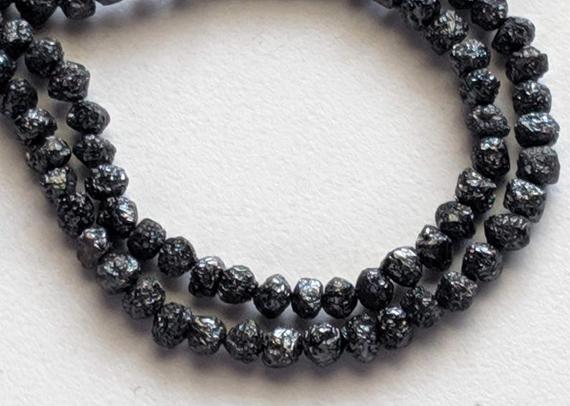 4-5mm Raw Black Diamond Beads, Rough Black Diamond Beads, Uncut Diamond, Raw Black Diamond Necklace (4in To 16in Options) - Ppd453