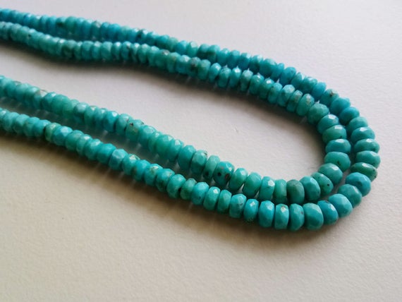 4-5mm Sleeping Beauty Turquoise Faceted Rondelle Beads, Natural Sleeping Beauty Turquoise Beads For Jewelry (7.5in To 15in Options) -pag12