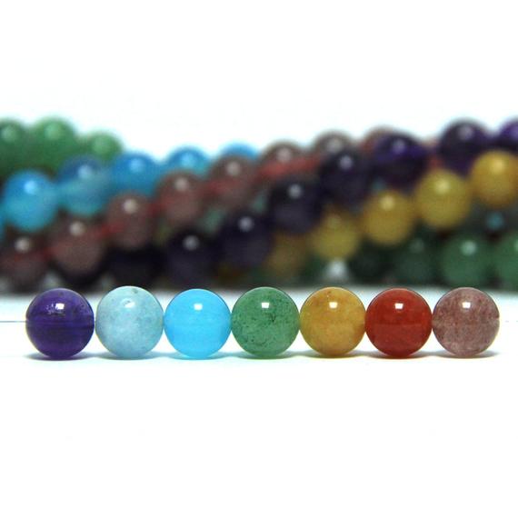 7 Chakra Beads Set 8mm Chakra Stone Set 7 Chakra Gemstone Beads Chakra Mala Beads Gemstones For Chakra Jewelry Healing Yoga Meditation Bead