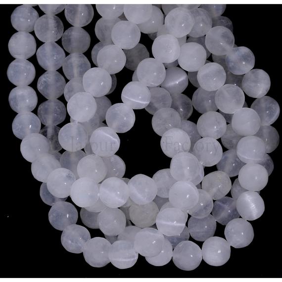 8mm Genuine Natural White Selenite Smooth Round Loose Beads 15 Inch Strand | Aa Quality Gemstone Jewelry Making Supplies
