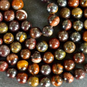 8mm Red Tiger Iron Jasper Stone Beads, Red Brown, Gold Gemstone Beads, Round Tiger Iron Tiger Eye Beads (10 beads) Shimmery Brown Stone Bead | Natural genuine round Tiger Iron beads for beading and jewelry making.  #jewelry #beads #beadedjewelry #diyjewelry #jewelrymaking #beadstore #beading #affiliate #ad