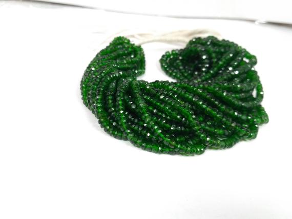 Natural Chrome Diopside Faceted Rondelle Gemstone Beads Strand, Green Chrome Diopside Semi Precious Necklace Jewelry Making Gemstone Beads