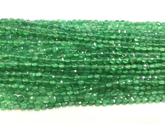 Genuine Faceted Green Agate 4mm -6mm Flat Round Cut Grade A Natural Coin Beads 15 Inch Jewelry Supply Bracelet Necklace Material Wholesale