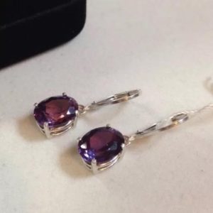 GORGEOUS 6ctw Color Change Alexandrite 10k or 14k Gold Oval Cut Dangle Earrings Trillion Cut Gemstone Jewelry Trending Stones | Natural genuine Gemstone earrings. Buy crystal jewelry, handmade handcrafted artisan jewelry for women.  Unique handmade gift ideas. #jewelry #beadedearrings #beadedjewelry #gift #shopping #handmadejewelry #fashion #style #product #earrings #affiliate #ad