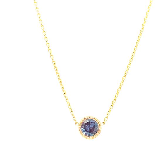 Alexandrite Necklace, 14k Gold Alexandrite Bezel Necklace, Delicate Birthstone Necklace, June Birthstone Jewelry, Gemstone Bezel Necklace