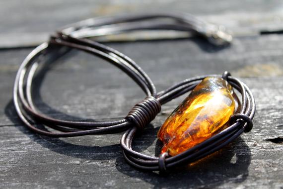 Orbital Necklace Amber Pendant Space Jewelry Free Form Zen Cosmic Necklace Infinite Orbit Gift For Him