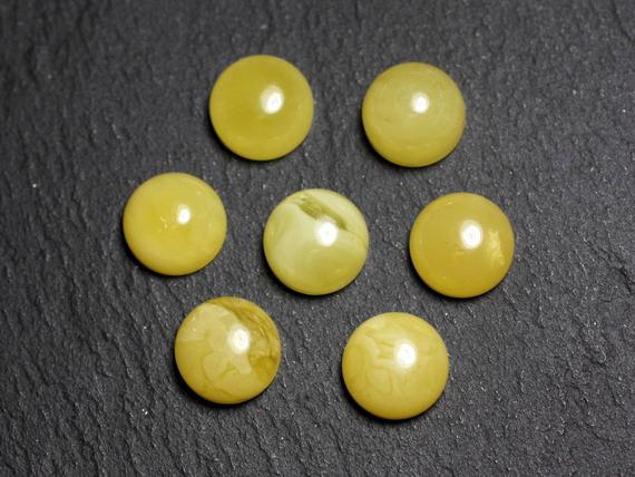 1pc - Cabochon Pierre Ambre Naturelle Baltique Rond 6mm Lait Jaune Clair Blanc - 7427039738514
