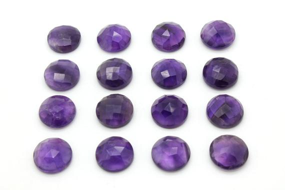 Aa Amethyst Faceted Round Cabochon,round Gemstone,gemstone Cabochon,faceted Gemstone,purple Gemstone,birthstones - 1 Stone