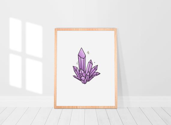 Amethyst Crystal Printable, Crystal Art, Crystal Print, Stone Printable, Purple Crystal Print