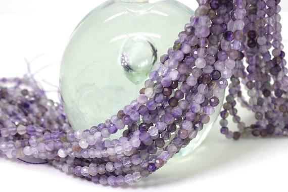 Amethyst Quartz, Natural Amethyst Faceted Round Ball Loose Gemstone 3mm Beads - Rnf99