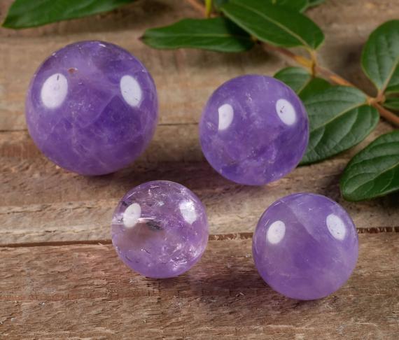 Amethyst Crystal Sphere - Crystal Ball, Birthstone, Housewarming Gift, Home Decor, E0576