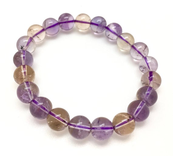 Ametrine Bracelet - Elastic Bracelet - Ametrine Jewelry - Amethyst And Citrine - Stretch Bracelet - Genuine Ametrine Crystal Bracelet