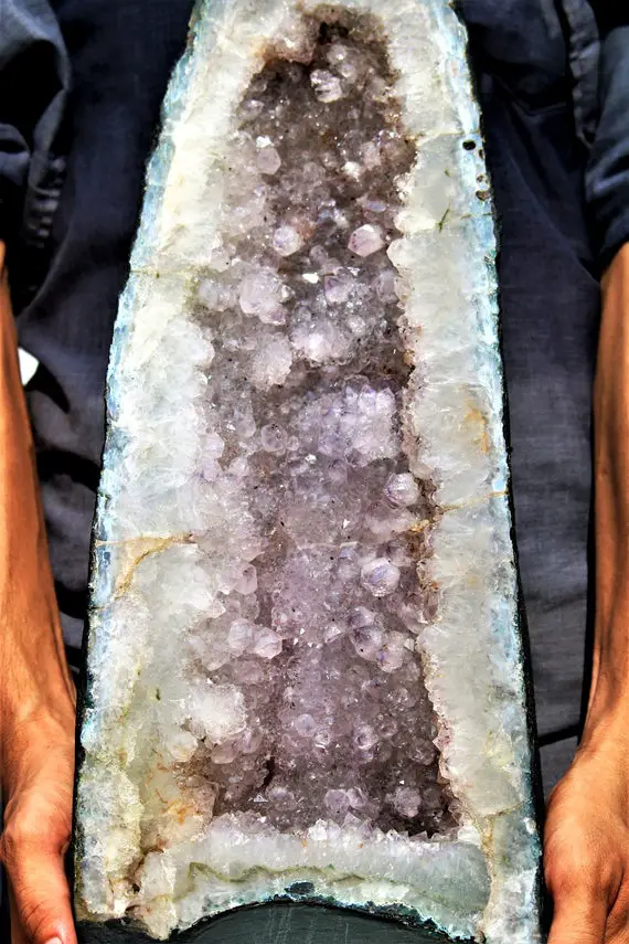 Large Blue Ametrine Quartz Geode - Reiki Charged Healing Crystal, Chakra Balancing Home Décor, Meditation Gemstone Gift