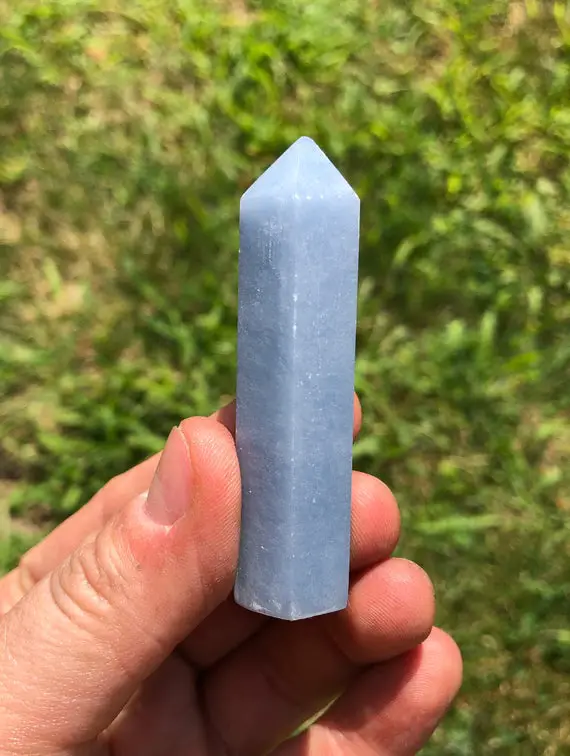 Angelite Point - Angelite Stone Point (anhydrite) From Peru - Polished Point - Angelite Crystal Point - Anhydrite Tower - Anhydrite Point