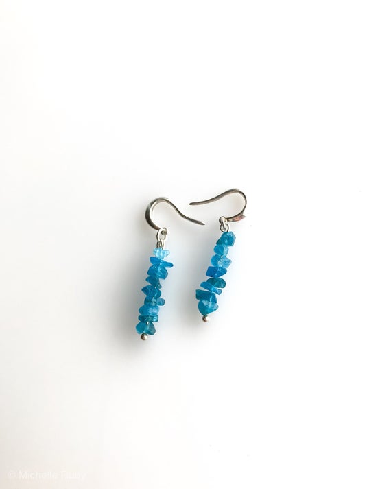 Apatite Earrings Encouragement Gift Weight Loss Gift Throat Chakra Raw Crystal Earrings