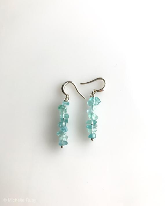Apatite Earrings Raw Crystal Earrings, Encouragement Gift, Weight Loss Gift, Throat Chakra
