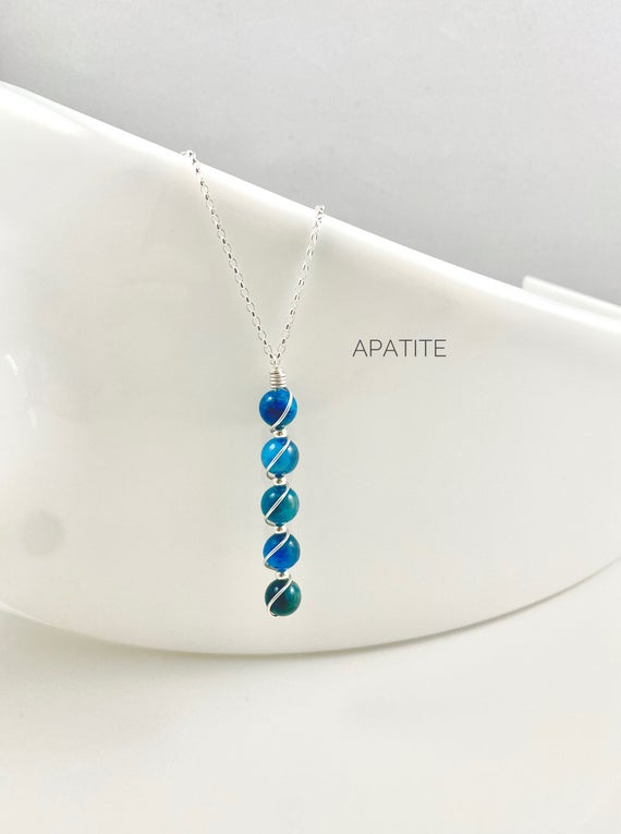 Apatite, Blue Apatite Pendant Necklace With Sterling Silver