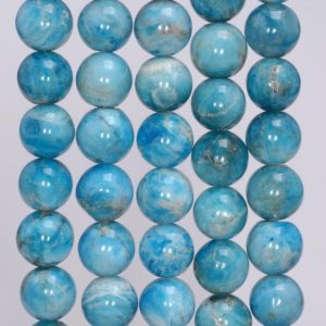Shop Apatite Round Beads! 9-10MM Ocean Blue Apatite Gemstone Grade A Round Loose Beads 7.5 inch Half Strand (80003932-B104) | Natural genuine round Apatite beads for beading and jewelry making.  #jewelry #beads #beadedjewelry #diyjewelry #jewelrymaking #beadstore #beading #affiliate #ad