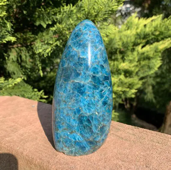 5.4" Blue Apatite Freeform - Natural Crystal - Polished Stone - Healing Crystal - Meditation Stone - Collectible - Gift- From Madagascar 2lb