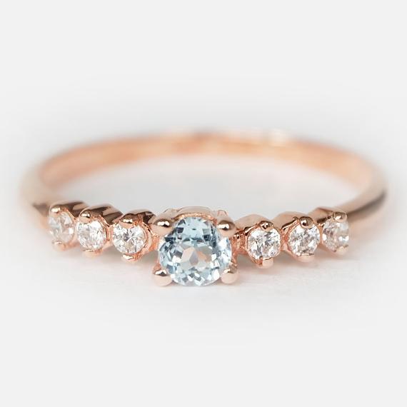 Aquamarine Ring, Aquamarine Wedding Ring, Natural Aquamarine Ring, 14k Aquamarine Ring, March Birthstone, Aquamarine Engagement Ring