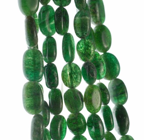 10x7-13x10mm Green Moss Aventurine Gemstone Pebble Nugget Loose Beads 13-14 Inch Full Strand (90185167-892)