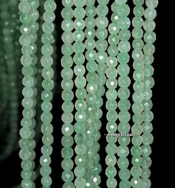 4mm Green Aventurine Gemstone Green Faceted Round 4mm Loose Beads 15.5 Inch Full Strand (90145549-245)