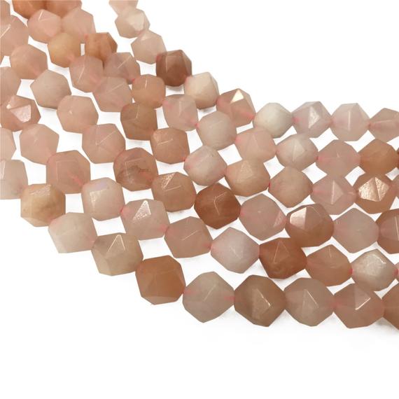 Faceted Pink Aventurine Beads, Star Cut Beads, Gemstone Beads, 8mm, 10mm