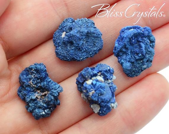 2 Blue Azurite Druzy Rough Stone Mini Cluster #ar70