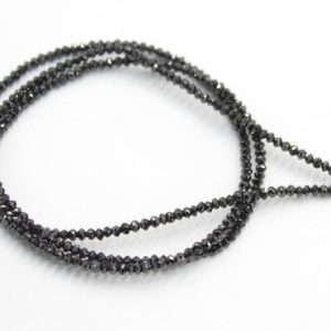 Shop Diamond Rondelle Beads! Black Diamond faceted Rondelle Beads 15 inch long 1 strand, size 2-2.50mm finest quality black diamond beads affordable price free shipping | Natural genuine rondelle Diamond beads for beading and jewelry making.  #jewelry #beads #beadedjewelry #diyjewelry #jewelrymaking #beadstore #beading #affiliate #ad