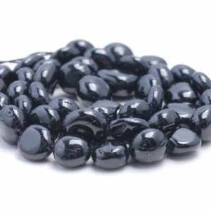 Shop Black Tourmaline Chip & Nugget Beads! 8-9MM Black Tourmaline Gemstone Round Flat Nugget Loose Beads 15.5 inch Full Strand (80001966-A30) | Natural genuine chip Black Tourmaline beads for beading and jewelry making.  #jewelry #beads #beadedjewelry #diyjewelry #jewelrymaking #beadstore #beading #affiliate #ad